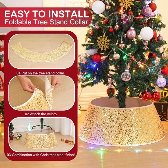 31.5 Inch Foldable Gold Christmas Tree Ring X004AZHGF9 - Picture 5 of 7
